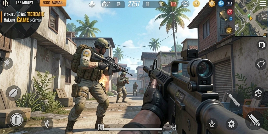 Tampilan gameplay menegangkan dalam game FPS 2757.
