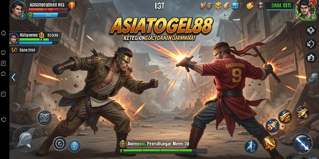 Screenshot gameplay ASIATOGEL88 menunjukkan aksi pertarungan yang seru.