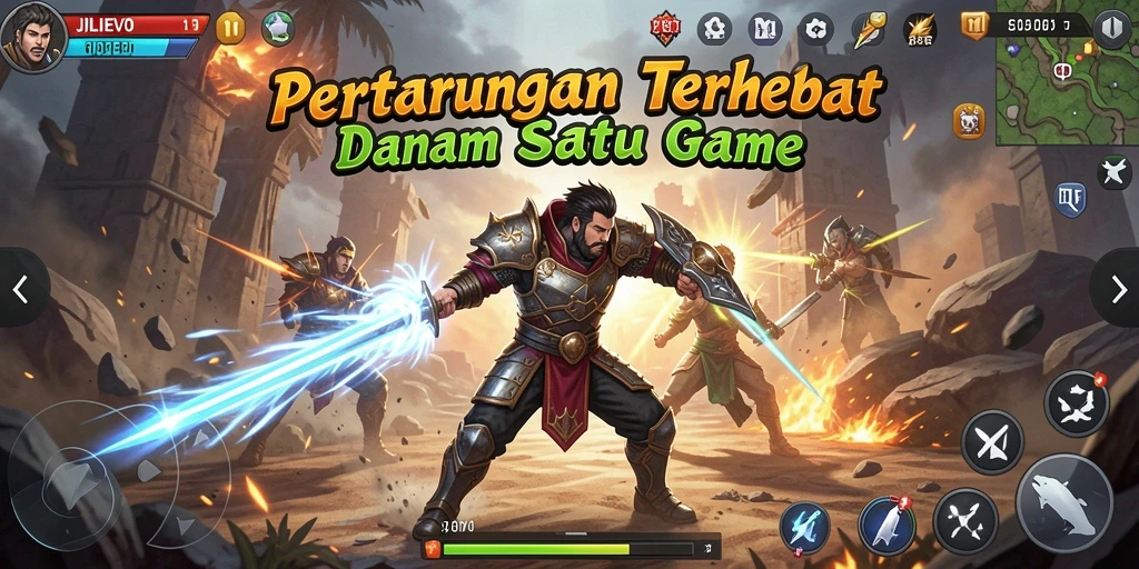 Tampilan pertarungan seru dengan karakter unik di JILIEVO.