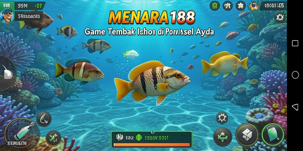 Tampilan gameplay seru di MENARA188 saat menembak ikan.