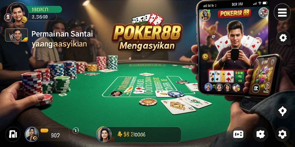 Screenshot utama POKER88 menampilkan serunya bermain poker dengan teman-teman.