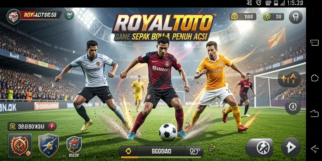 Screenshot gameplay yang menampilkan aksi sepak bola seru