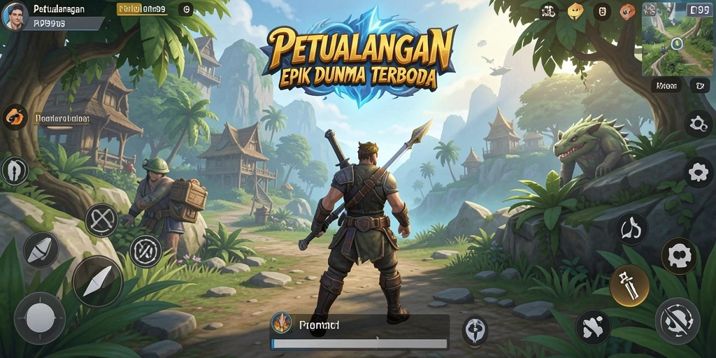 Tangkapan layar utama RP99 menunjukkan aksi seru dalam petualangan.